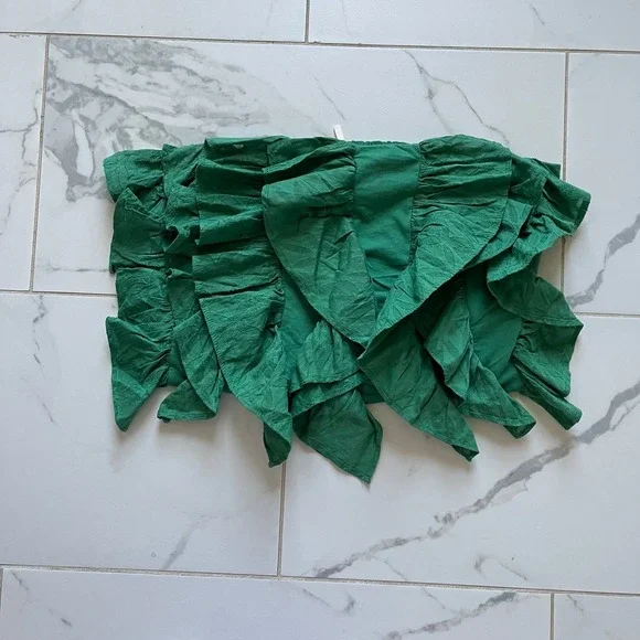 Anthropologie green ruffle tube top XL - Picture 3 of 7